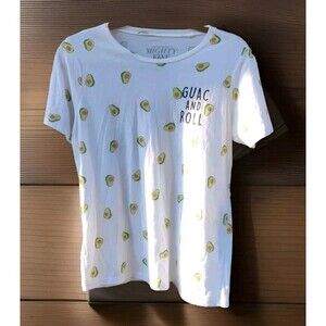 Mighty Fine Avocado Guac and Roll T-shirt Graphic Tee Funny Pun Womens Large L